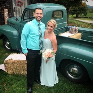 Sea glass long bridesmaid dress!